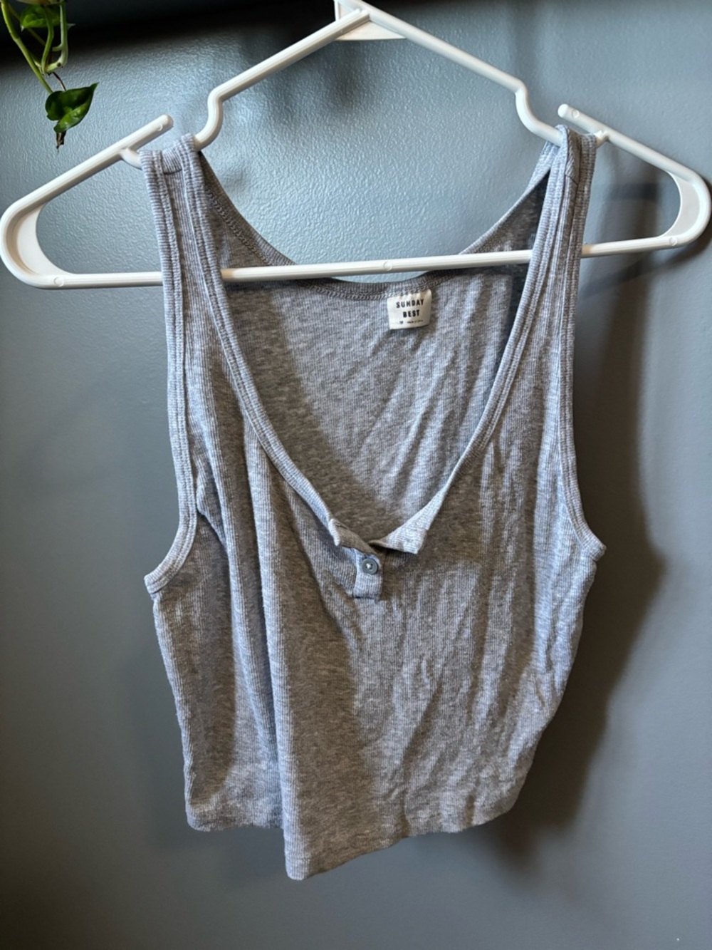 Sunday Best Women's Gray Ribbed Tank Top